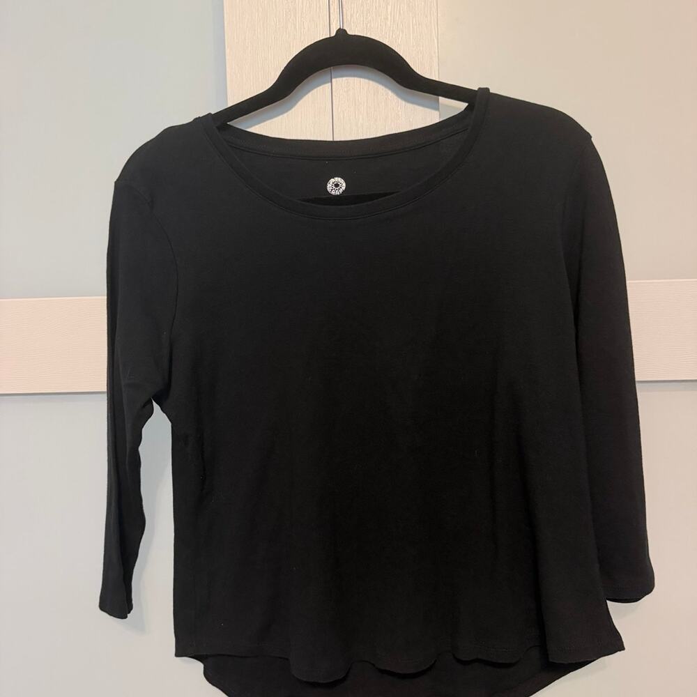 Ruby Rd. Black 3/4 Sleeve Top Size PL